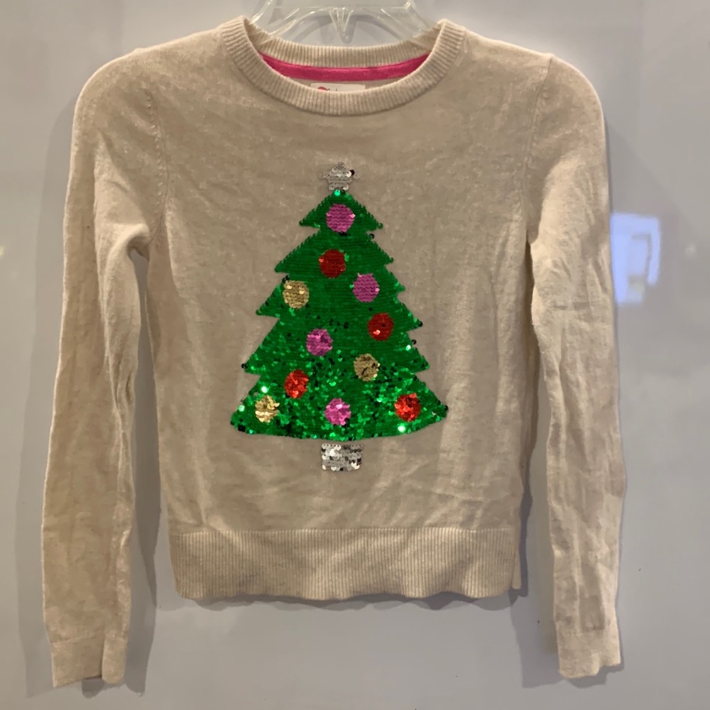 Boden Christmas tree sequin magic sweater size 8?